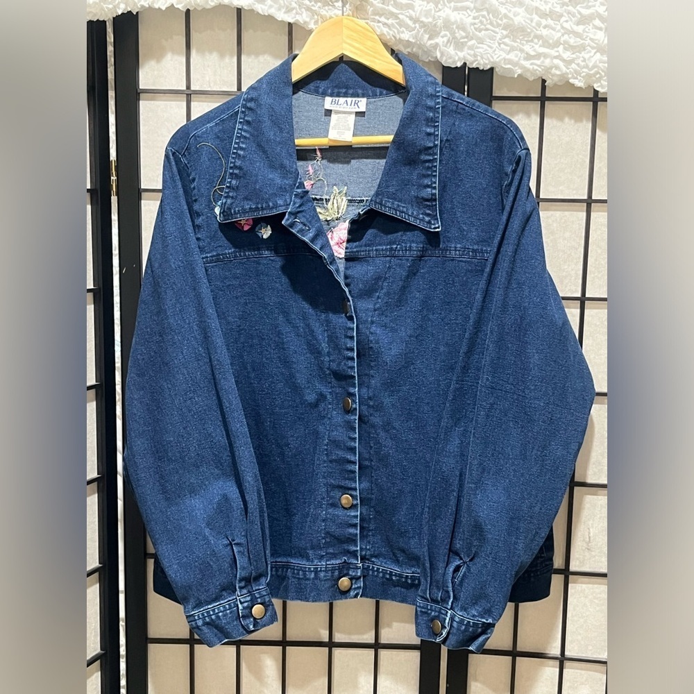 Blair Classic Blue Denim EMBROIDERED SHIRT JACKET, WOMENS SIZE 2X